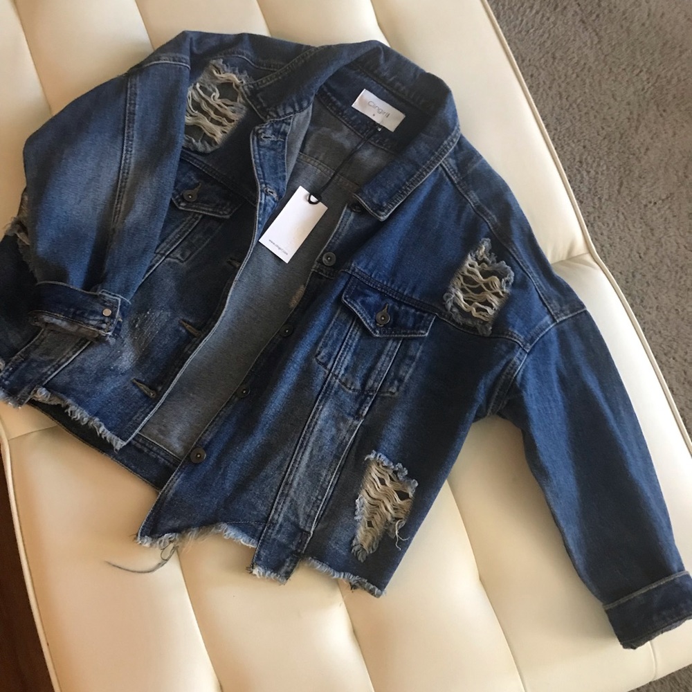 Distressed denim jacket